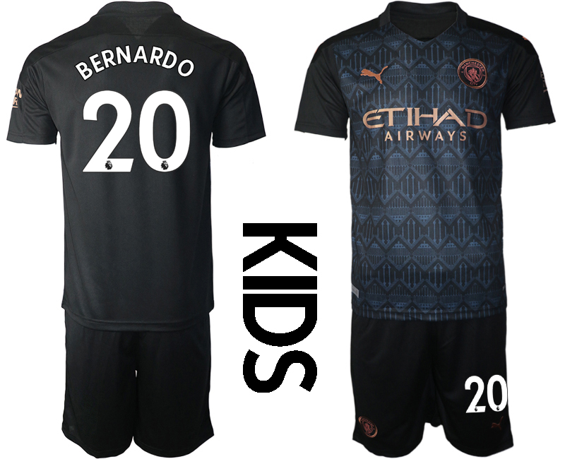 Youth 2020-2021 club Manchester City away black #20 Soccer Jerseys
